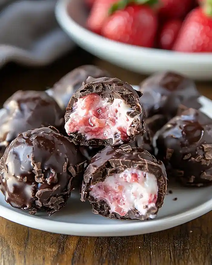 Choclate Strawberry Yougurt Bites 2 choclate strawberry yougurt bites