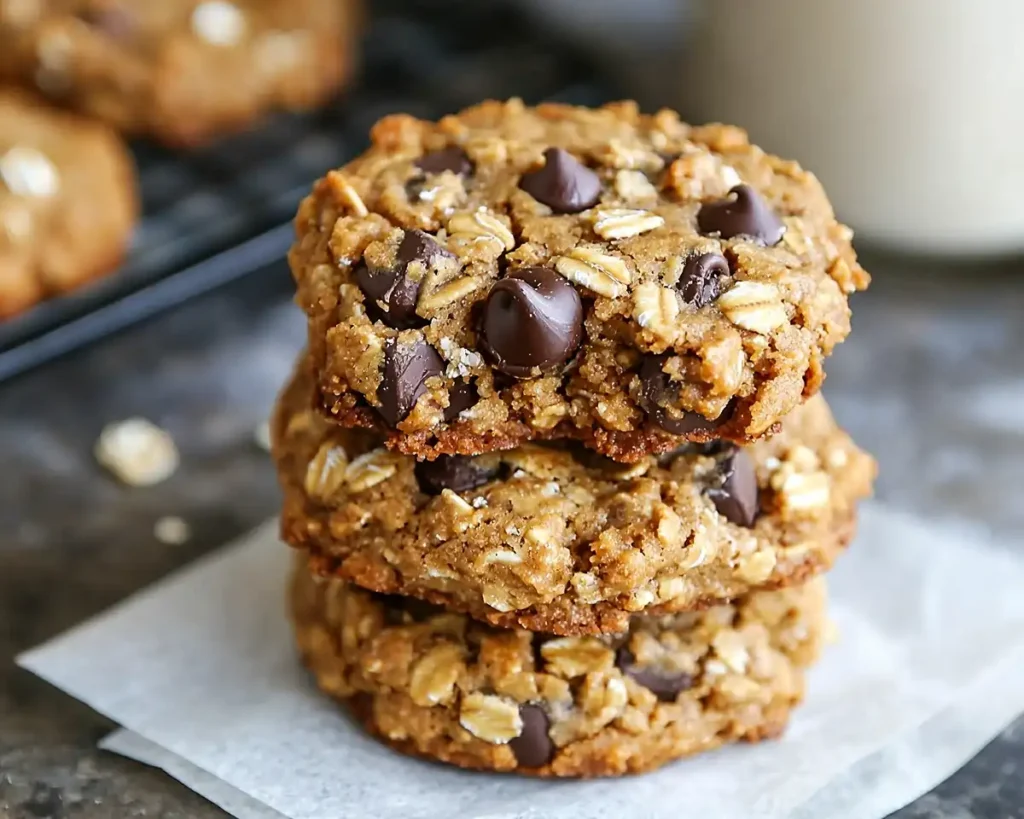 5-Ingredient Peanut Butter Oatmeal Chocolate Chip Cookies