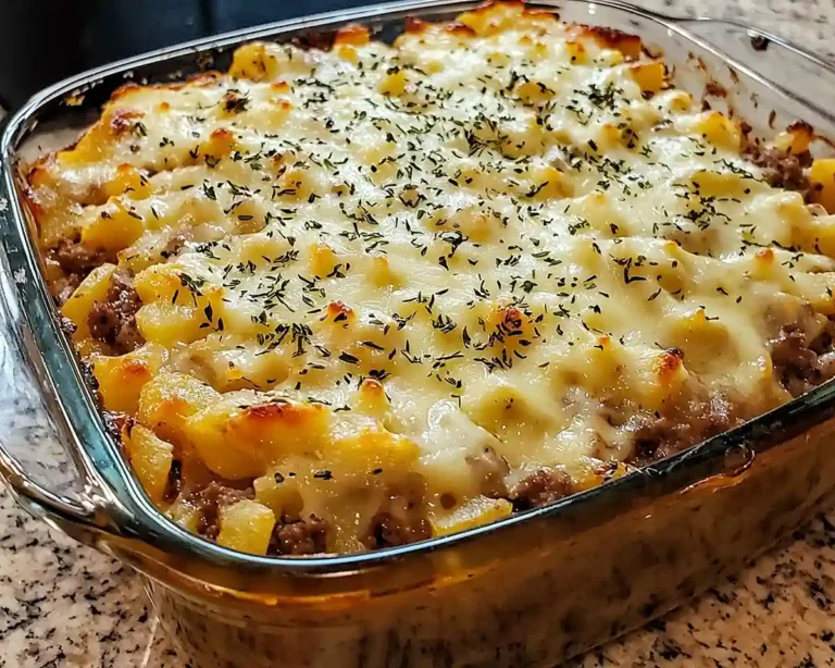 Cheesy French Onion Beef & Potato Bake