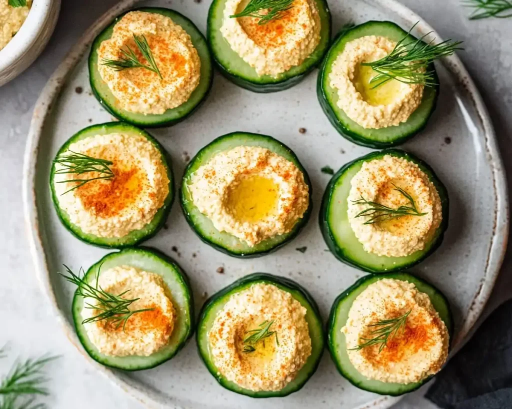 Cucumber and Hummus Bites