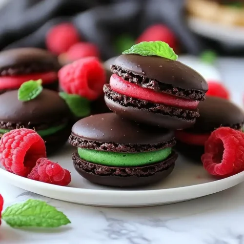 Dark Chocolate Raspberry Macarons