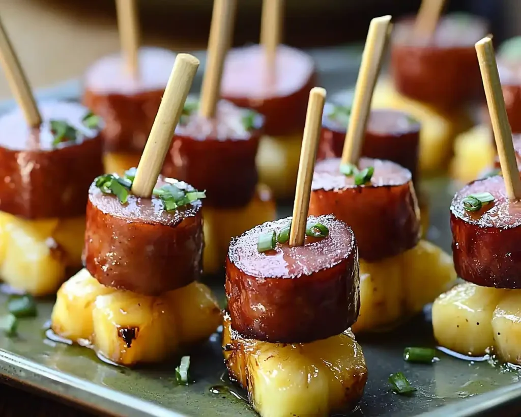 Glazed Kielbasa Pineapple Bites