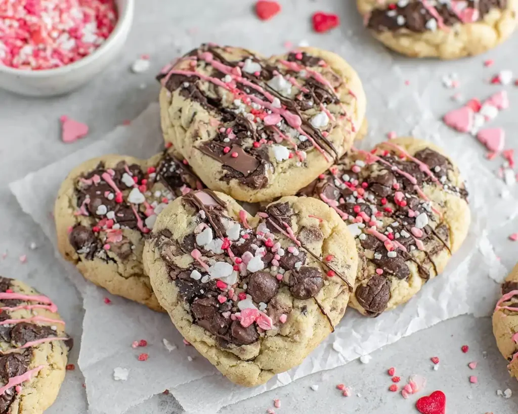 Heart-Shaped Chocolate Chip Cookies