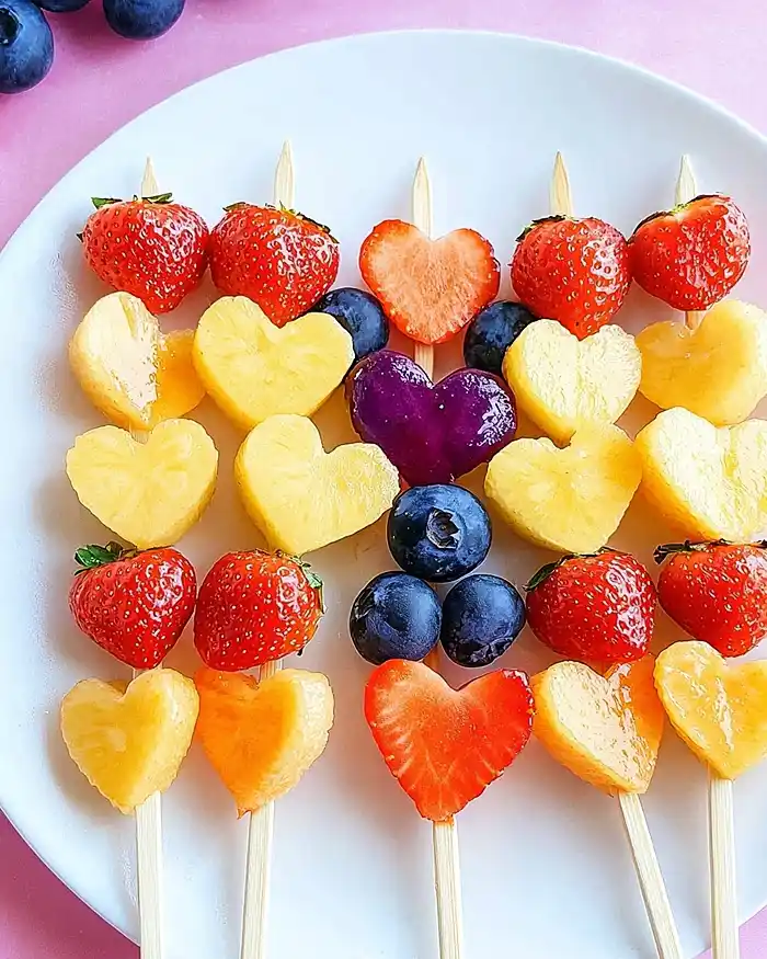 Heart-Shaped Fruit Skewers