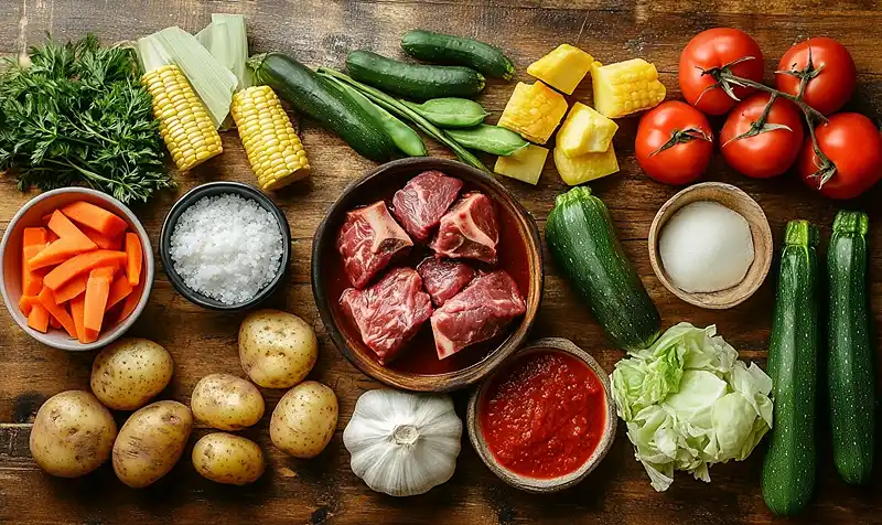 Igredients for caldo de res recipe