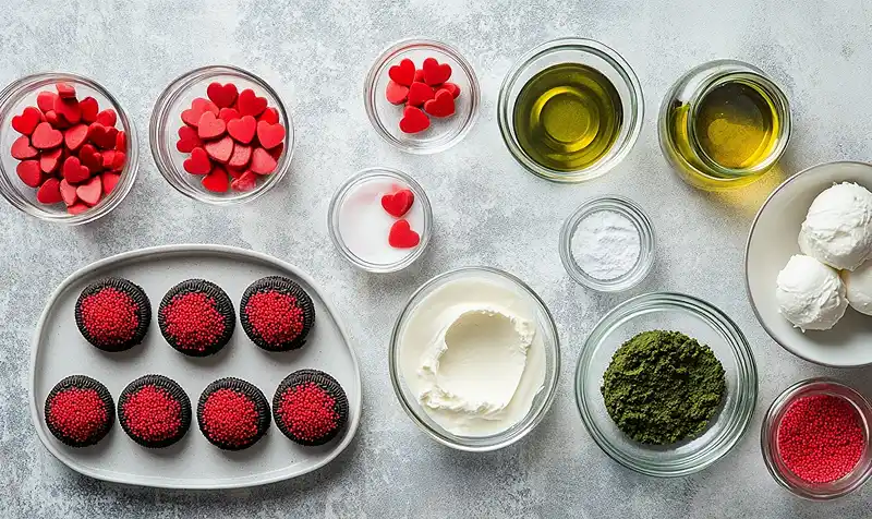 Ingredients for No-Bake Grinch Oreo Truffles