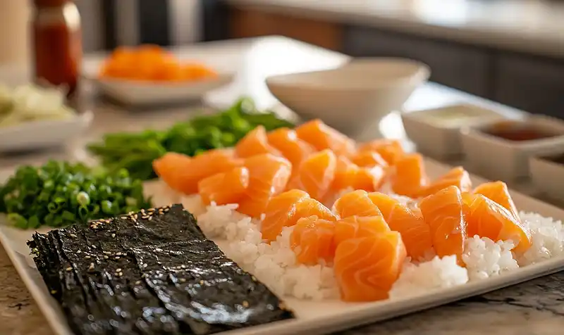Ingredients for Oven-Baked Salmon Sushi Bites