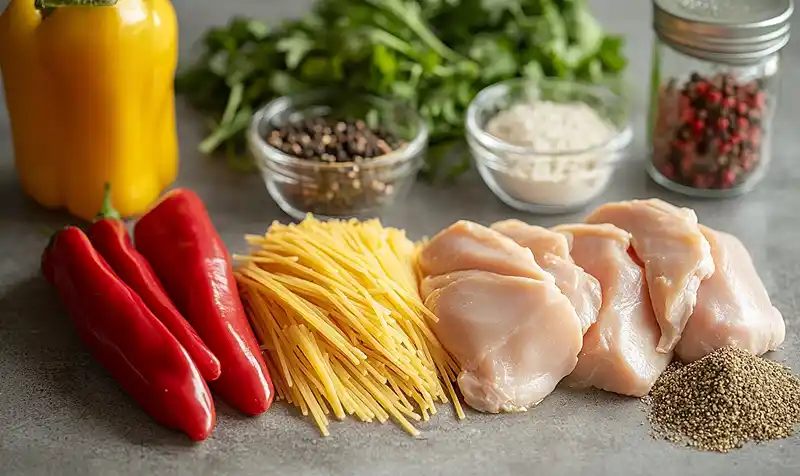Ingredients for Southern Chicken Spaghetti Casserole
