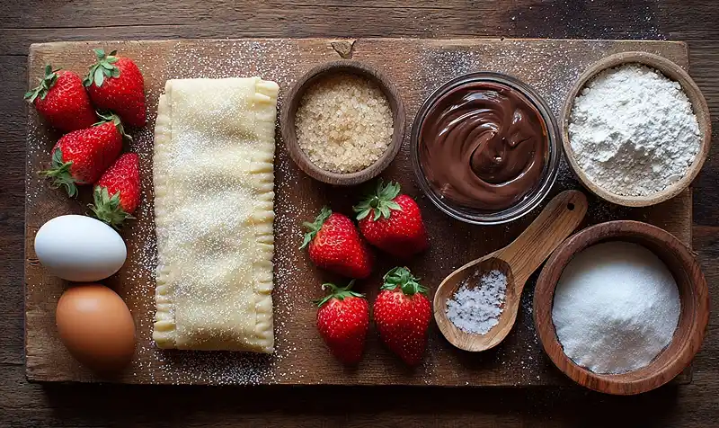 Ingredients for Strawberry Nutella Puff Pastry Hearts