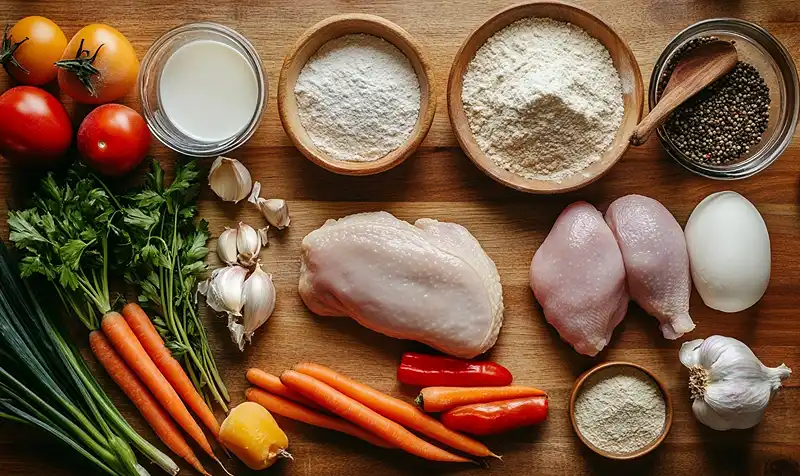 Ingredients for chicken and dumplings recipe