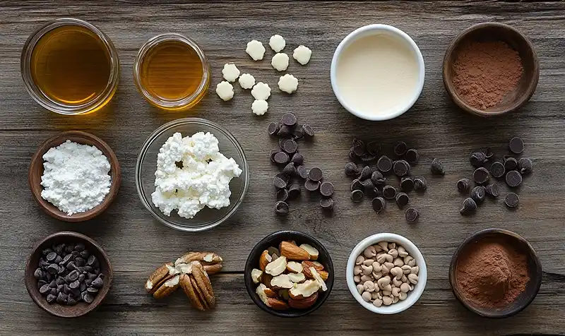 Main ingredients for Cottage Cheese Brownie Batter Protein Bites