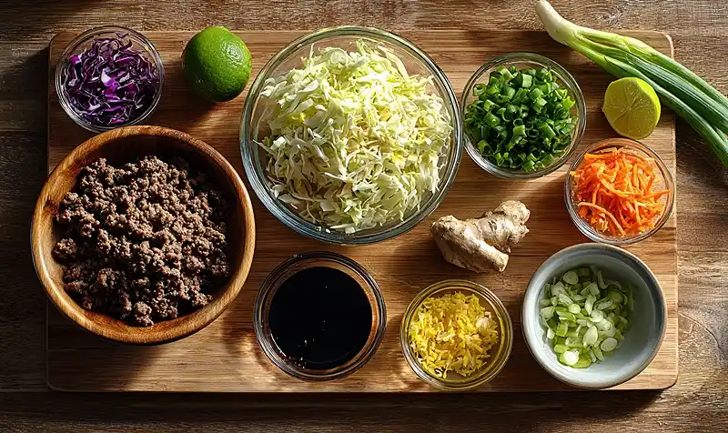 Main ingredients for Egg Roll in a Bowl