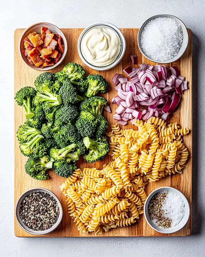 Fresh Broccoli Pasta Salad 3 Main ingredients for Fresh Broccoli Pasta Salad