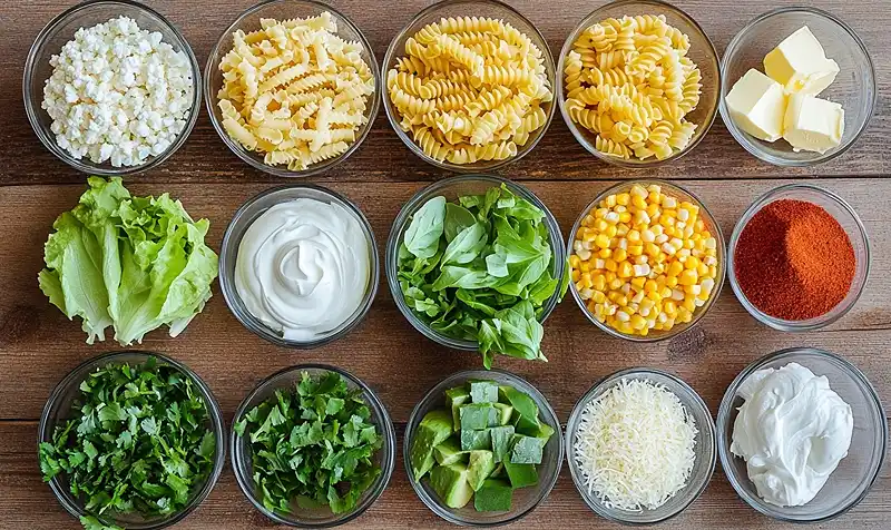 Main ingredients for Healthy Street Corn Pasta Salad