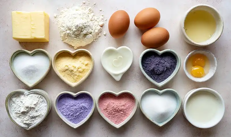 Main ingredients for Heart Shaped Cookies