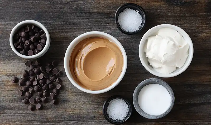 Peanut Butter Mousse with Chocolate Ganache 3 Main ingredients for Peanut Butter Mousse with Chocolate Ganache