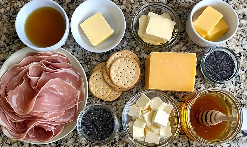 Ritz Cracker Party Sandwiches 3 Main ingredients for Ritz Cracker Party Sandwiches