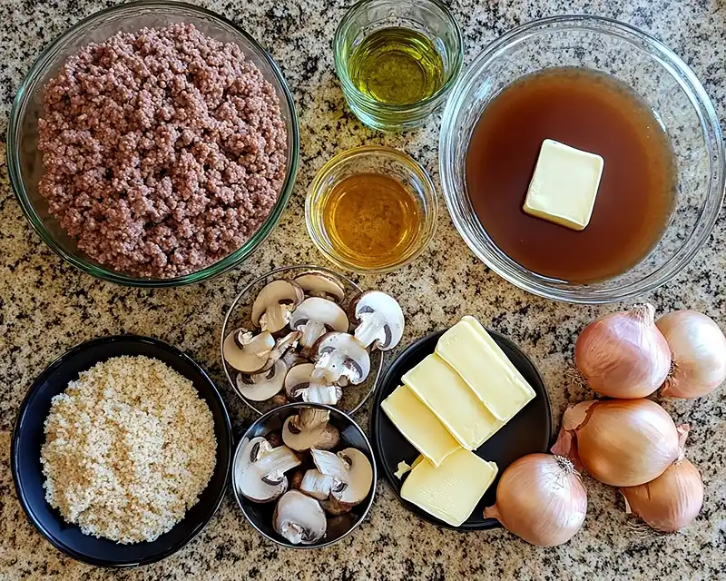 Main ingredients for Salisbury Steak