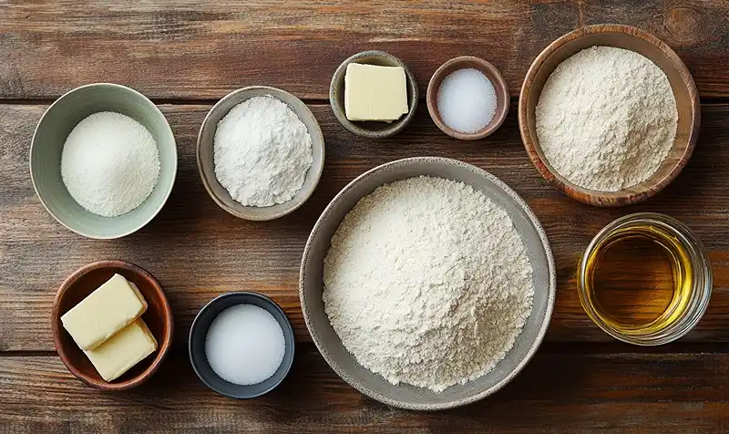 Main ingredients for amish white bread