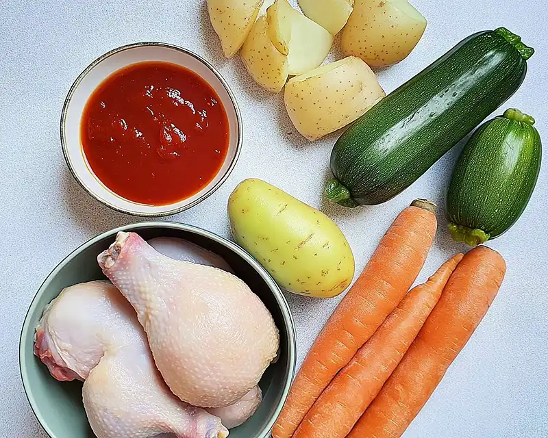 Main ingredients for caldo de pollo recipe