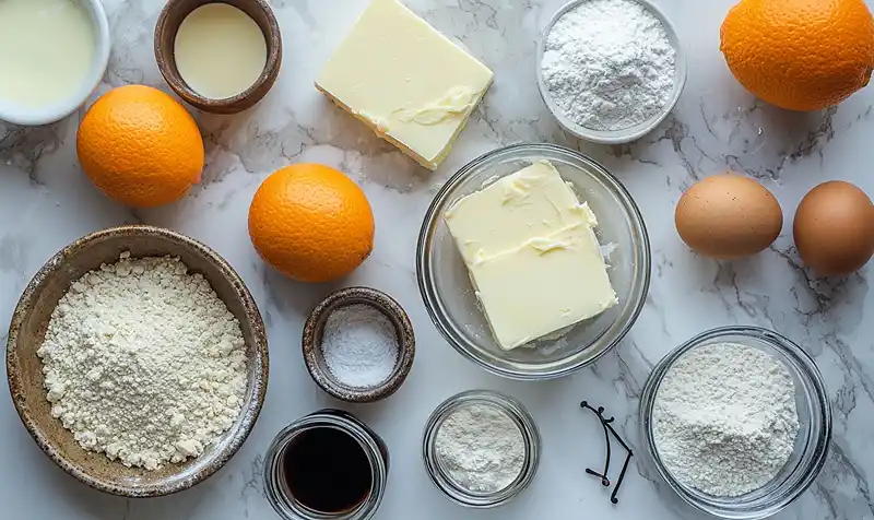 Main ingredients for vasilopita recipe