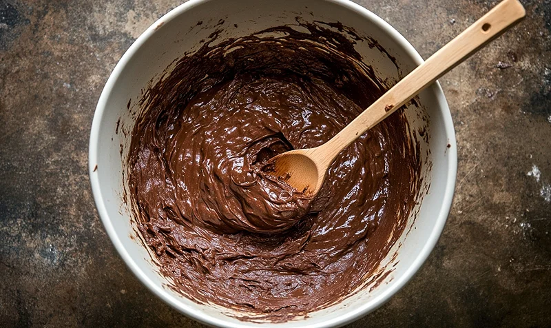 Mixing chocolate for Chocolate Banana Bread