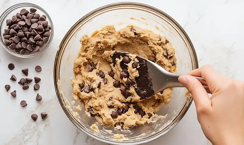 Mixing for Healthy No Bake Cookie Dough Bars