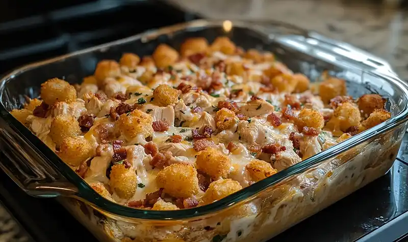 Preparing Cracked Out Chicken Tater Tot Casserole