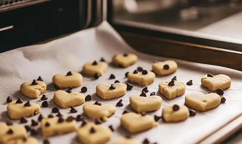 Preparing Heart Shaped Chocolate Chip Cookies