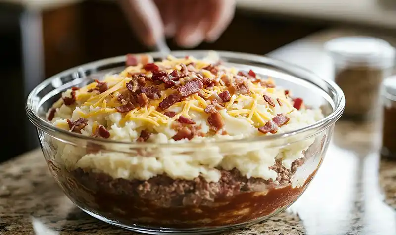 Preparing Loaded Meatloaf Casserole