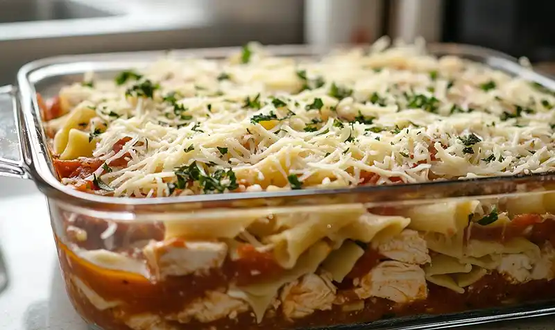 Preparing the Chicken Parmesan Casserole