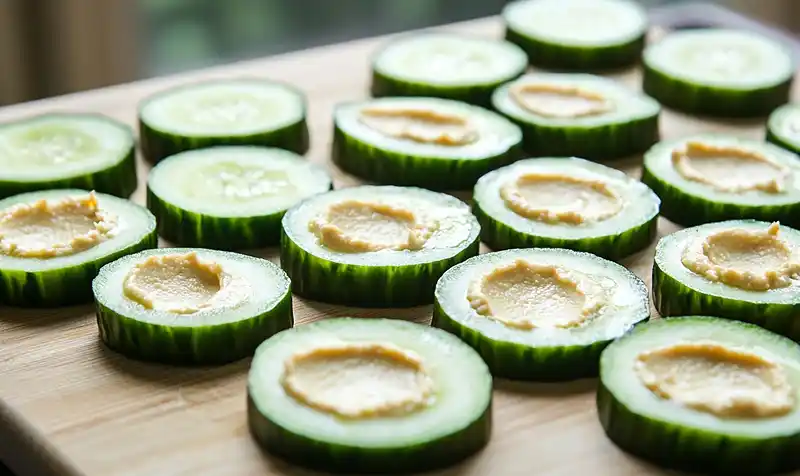 Cucumber and Hummus Bites 4 Preparing the Cucumber and Hummus Bites