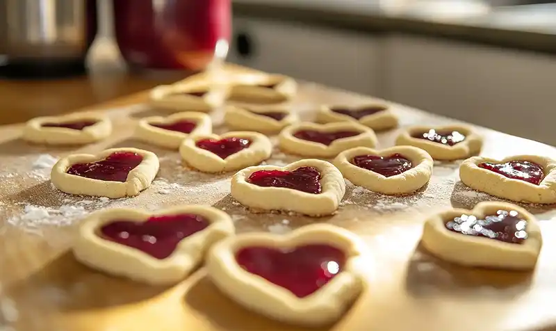 Preparing velentine cookies at home