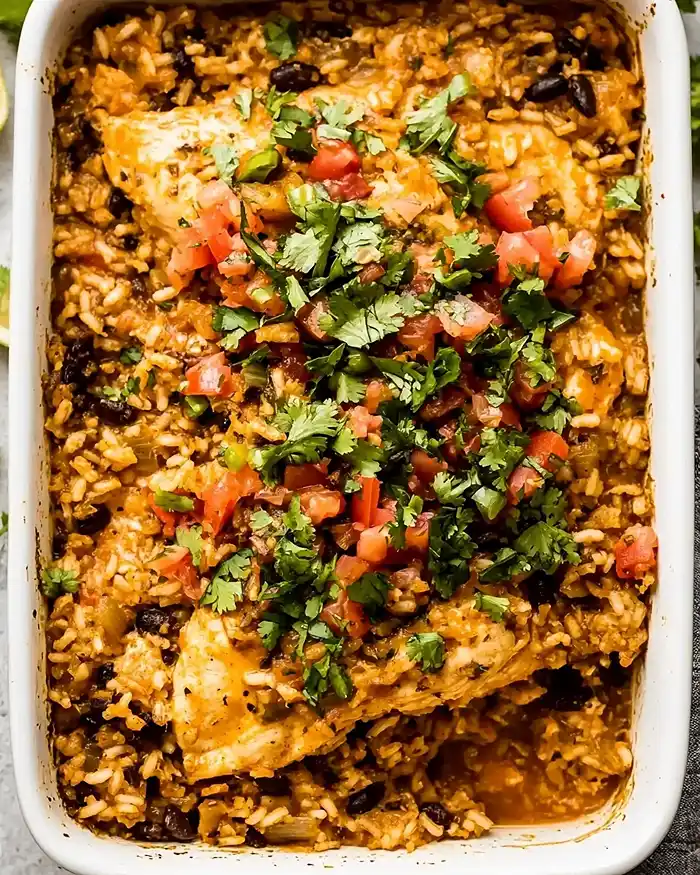 Salsa Verde Chicken and Rice Casserole
