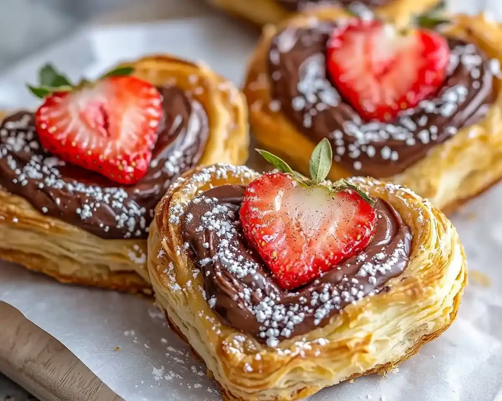 Strawberry Nutella Puff Pastry Hearts
