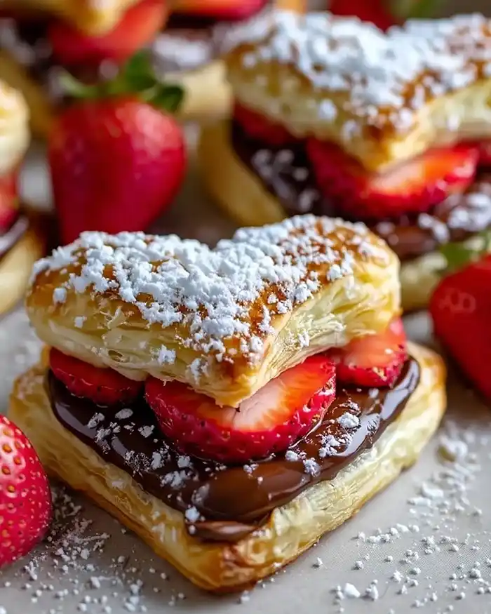 Strawberry Nutella Puff Pastry Hearts Recipe