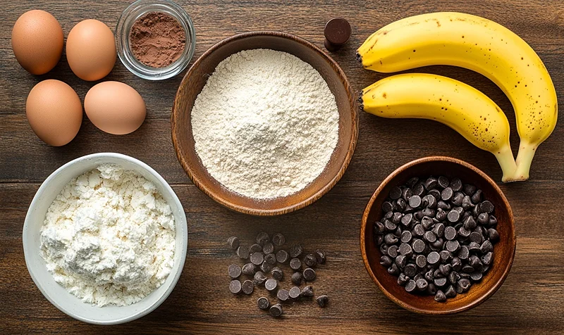 ingredients for Chocolate Banana Bread