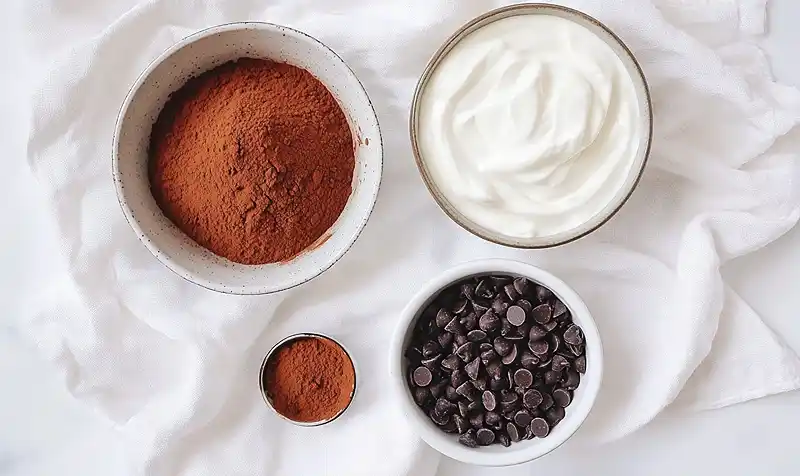 ingredients for Greek Yogurt Chocolate Mousse