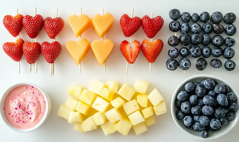 ingredients for Heart-Shaped Fruit Skewers