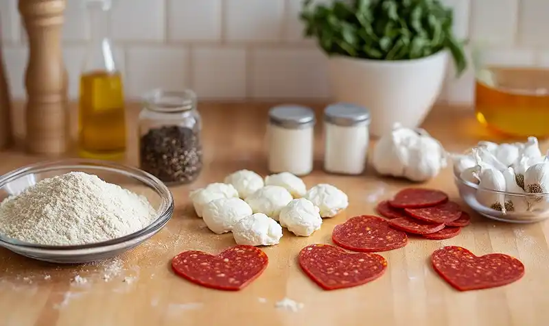 ingredients for Heart-Shaped Mini Pizzas