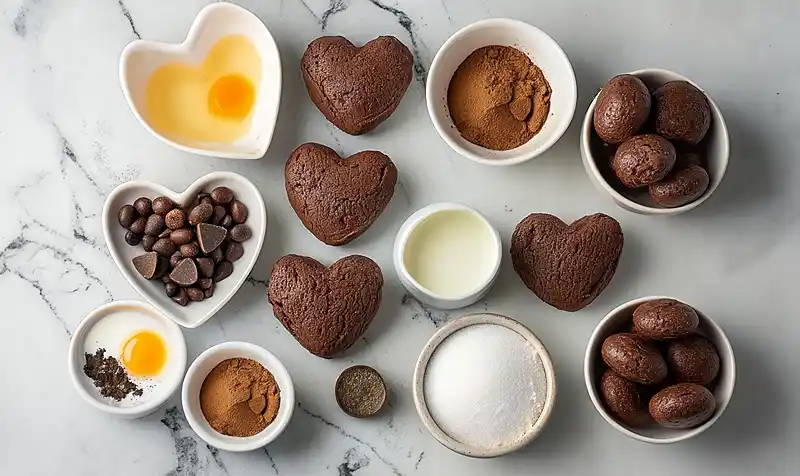 main Ingredients for Heart Shaped Brownies Recipe