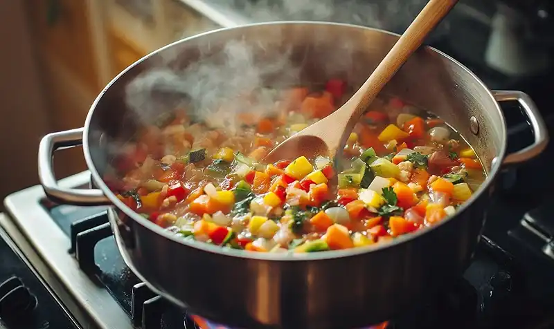 Cooking minestrone soup