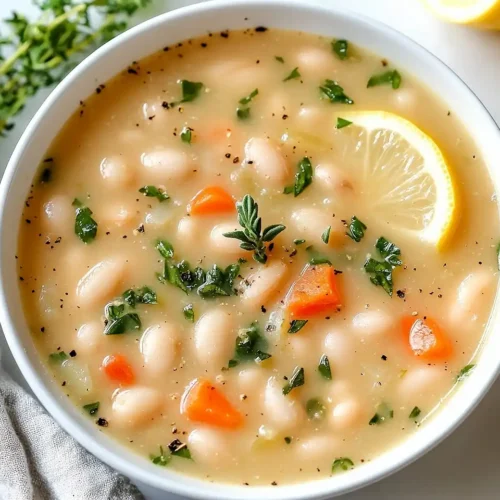 Greek White Bean Soup With Garlic & Lemon