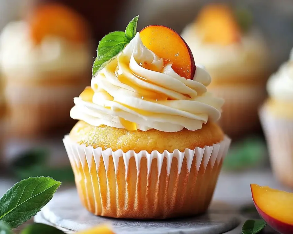 Honey Peach Cream Cheese Cupcakes