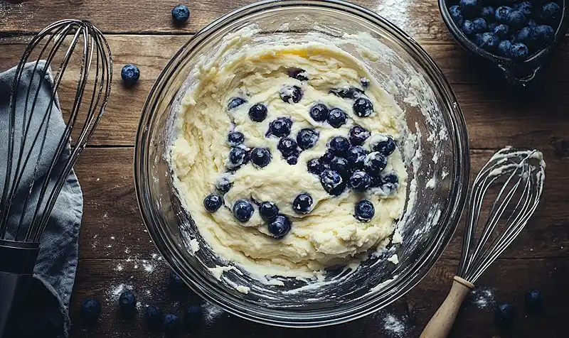 How to mix the ingredients for Easy Blueberry Muffins