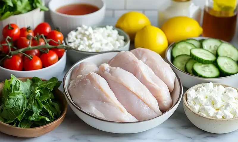 Ingredienst for Greek Chicken Bowls