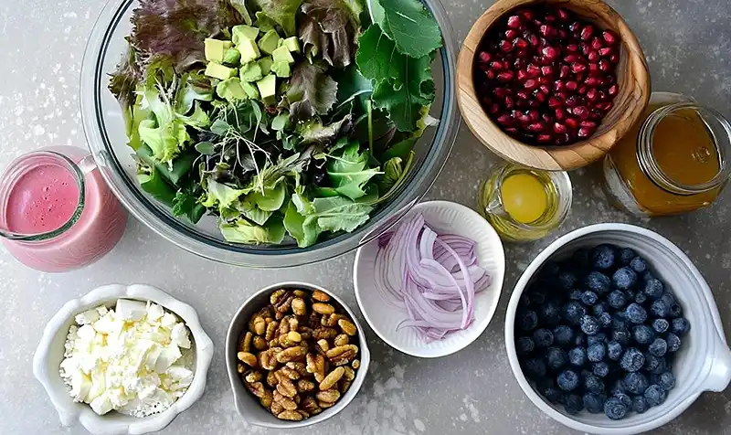 Ingredients for Blueberry Pistachio Spring Salad