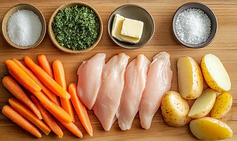 Ingredients for Garlic Butter Chicken And Veggies