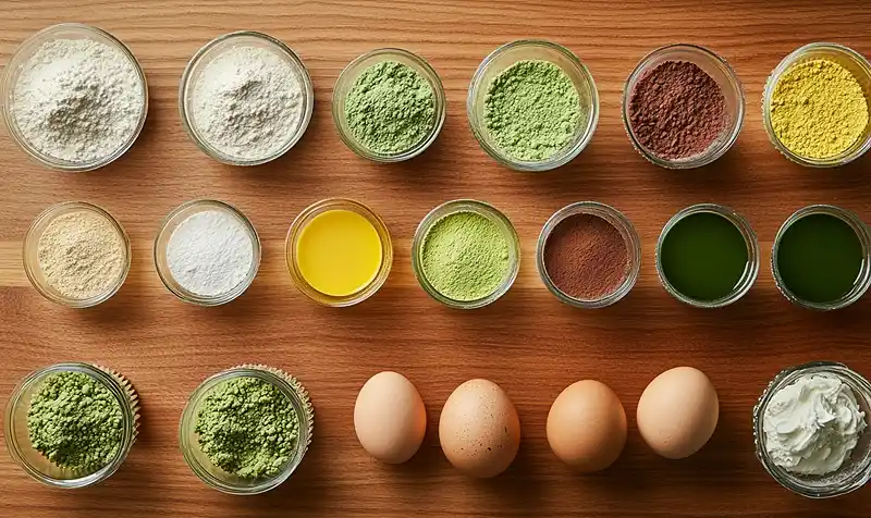 Ingredients for Green Velvet St. Patrick’s Day Cupcakes