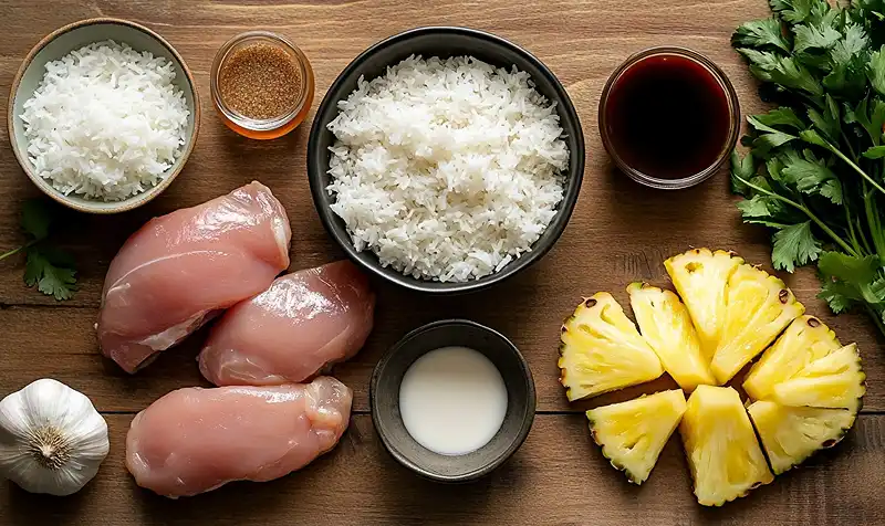 Hawaiian Chicken with Coconut Rice 3 Ingredients for Hawaiian Chicken with Coconut Rice